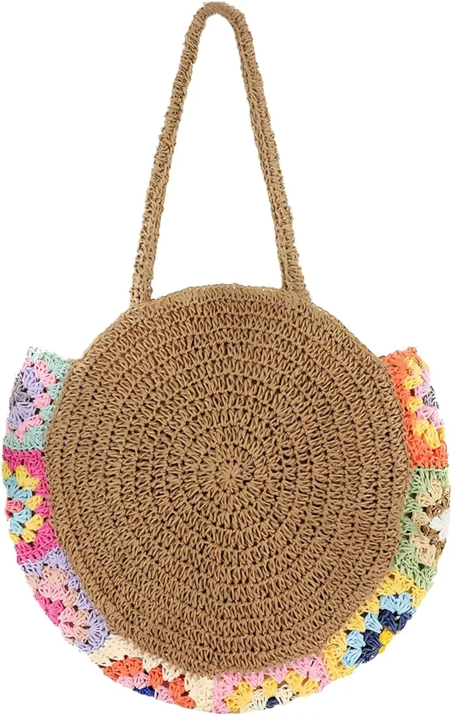 Straw Bags for Women Large Beach Tote Bag Floral Crochet Woven Shoulder Purse Summer Handbag