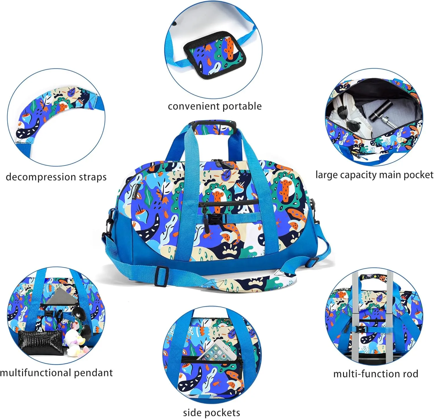 Stumdo Kids Overnighter Duffel Bags for kids, Carry-On Size & Ideal for School Practice or Overnight Travel Weekender Tote for Travel Gym Sport bag for Boys & Girls (11lchong)
