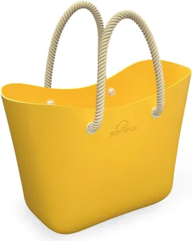 SUN NINJA Rubber Tote Bag - Plastic Beach Bag XL - Extra Large Rubber Bags and Totes - Waterproof and Sandproof EVA Tote Bag for Boat or Swim - Washable - Yellow