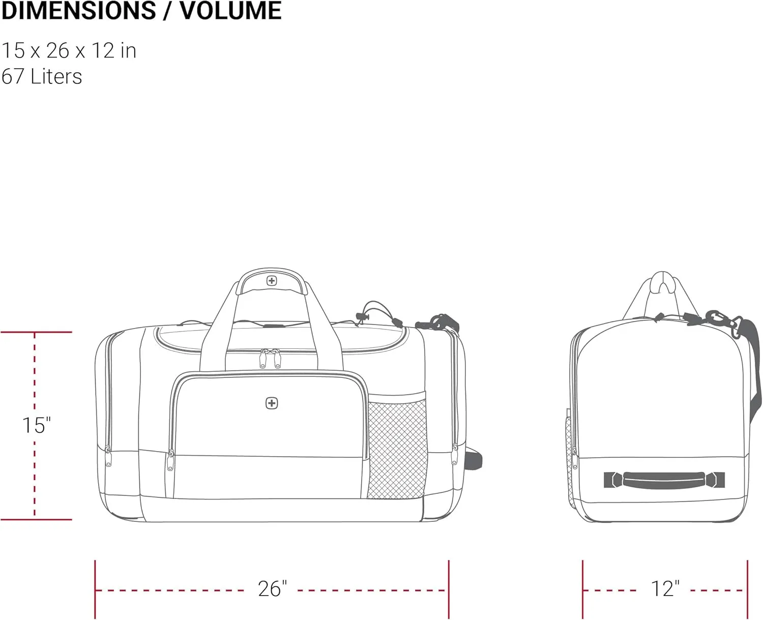 SwissGear Apex Duffle Bag for Travel and Gym with Bungee-Cord System