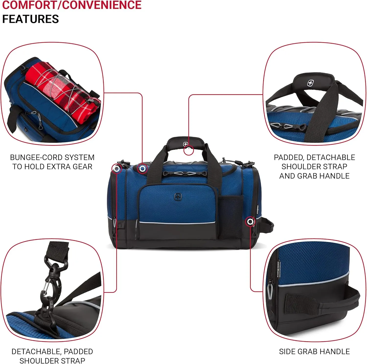 SwissGear Apex Duffle Bag for Travel and Gym with Bungee-Cord System