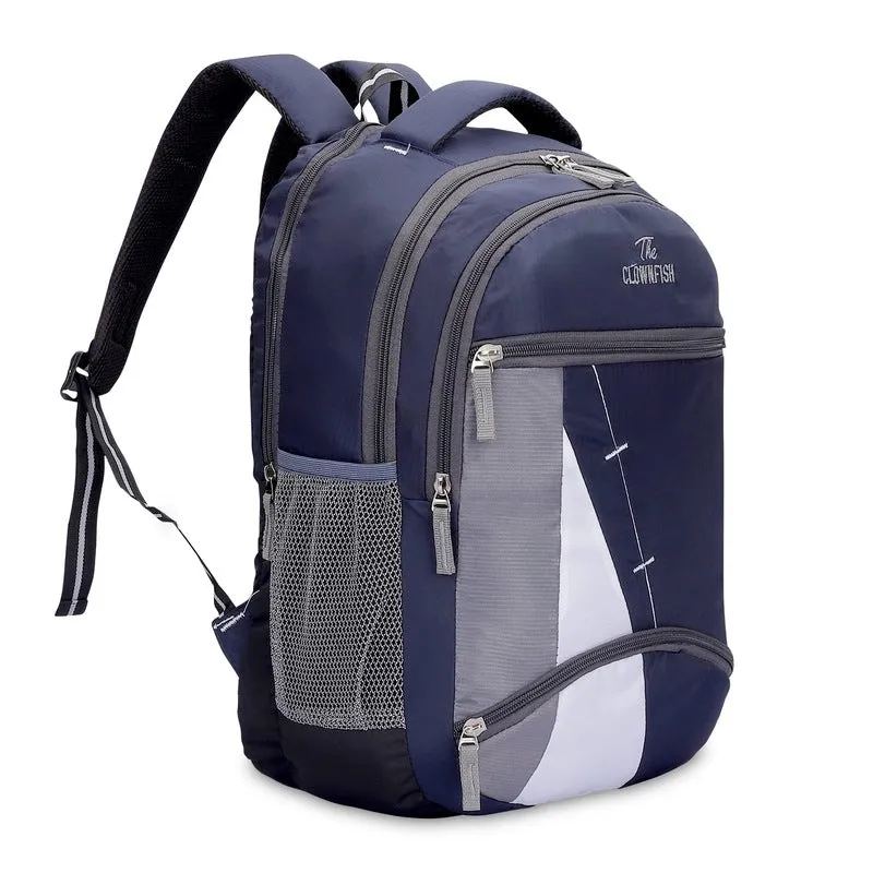 THE CLOWNFISH Karleen Series Polyester 28 Litres Unisex Travel Laptop Backpack for 15.6 inch Laptops (Navy Blue)