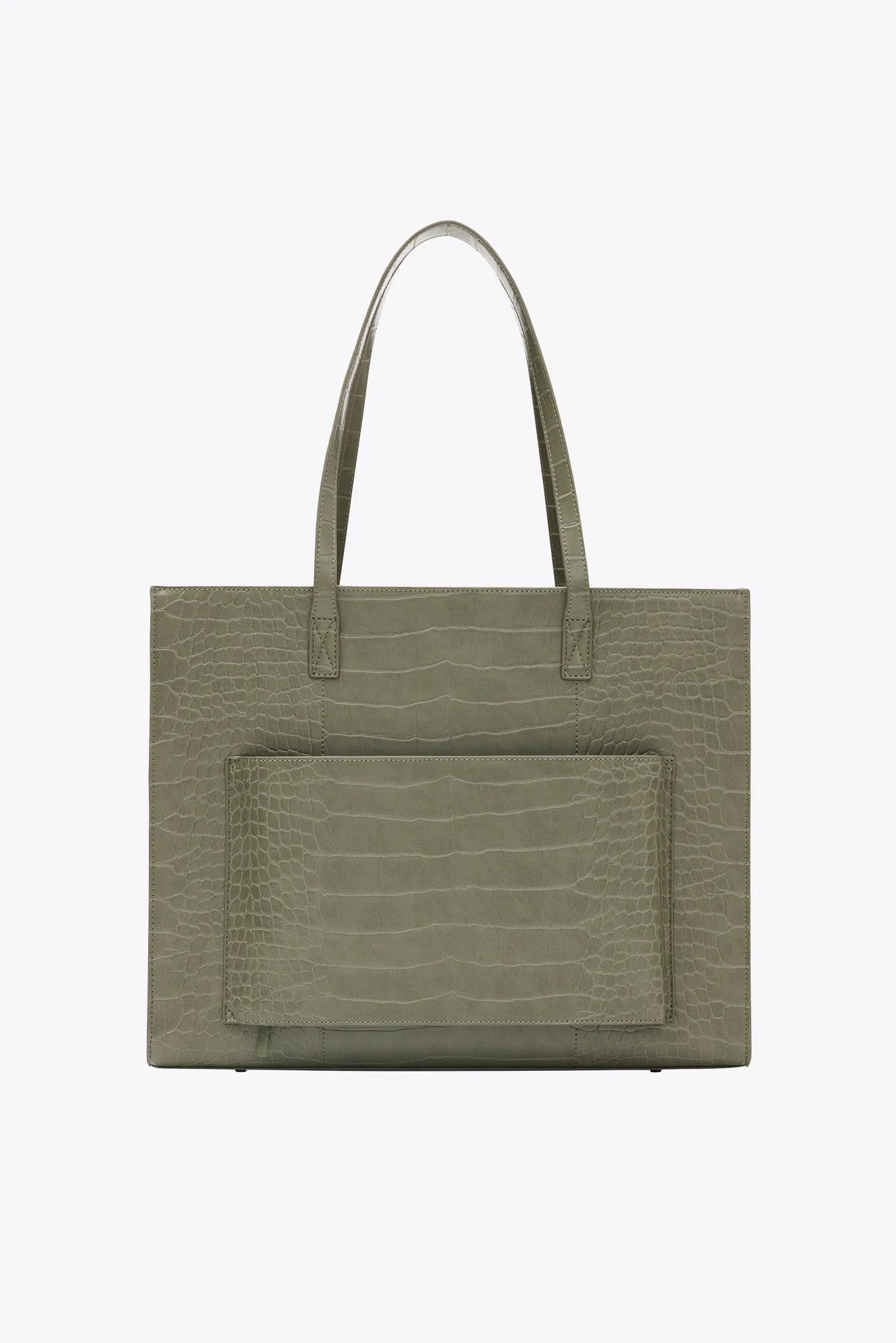 The Large Work Tote in Olive Croc