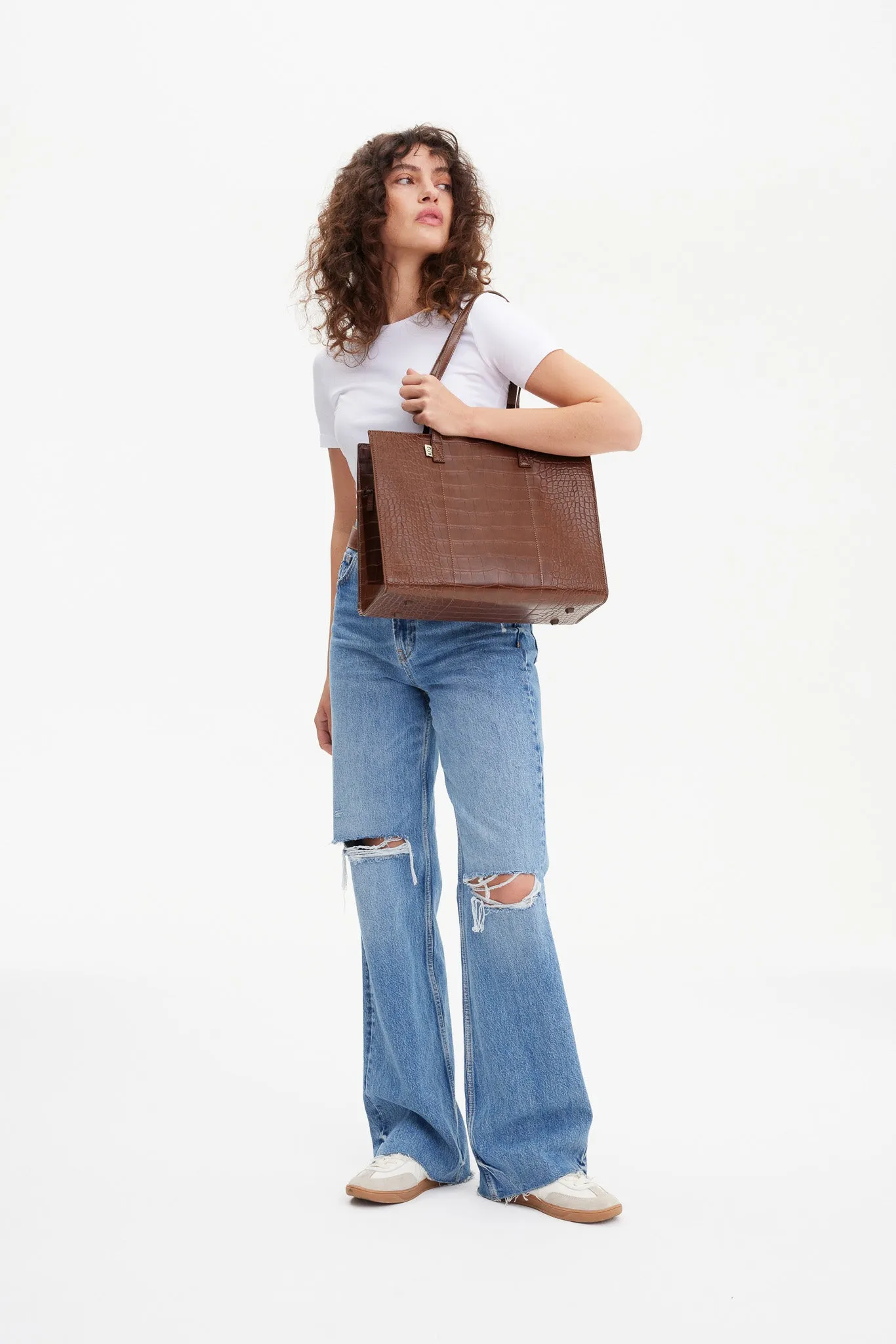 The Work Tote in Maple Croc