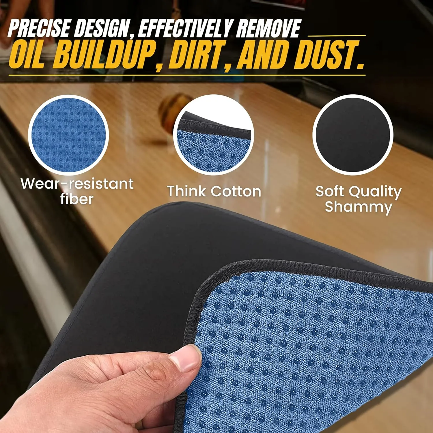 TonGass (3-Pack Multicolor Microfiber Bowling Ball Towel - 10"x8" Premium Quality Bowling Ball Shammy Pad with Easy-Grip Dots - Clean from Dirt and Oil to Improve Grip and Precision