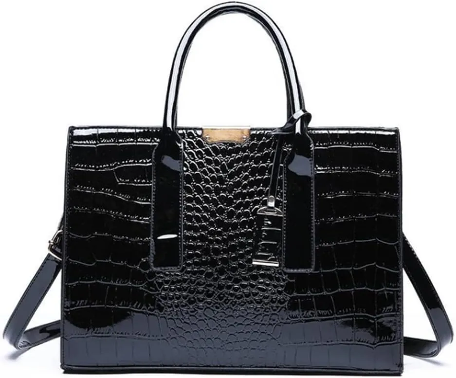 Top-handle Handbags Purse Women Crocodile Pattern Satchel Pu Leather Shoulder Bag Tote