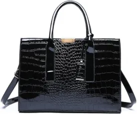 Top-handle Handbags Purse Women Crocodile Pattern Satchel Pu Leather Shoulder Bag Tote