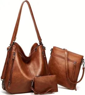 Tote Handbags for Women Convertible Backpack Purses PU Leather Hobo Bags Crossbody Shoulder Bag Satchel Purse Set 3pcs