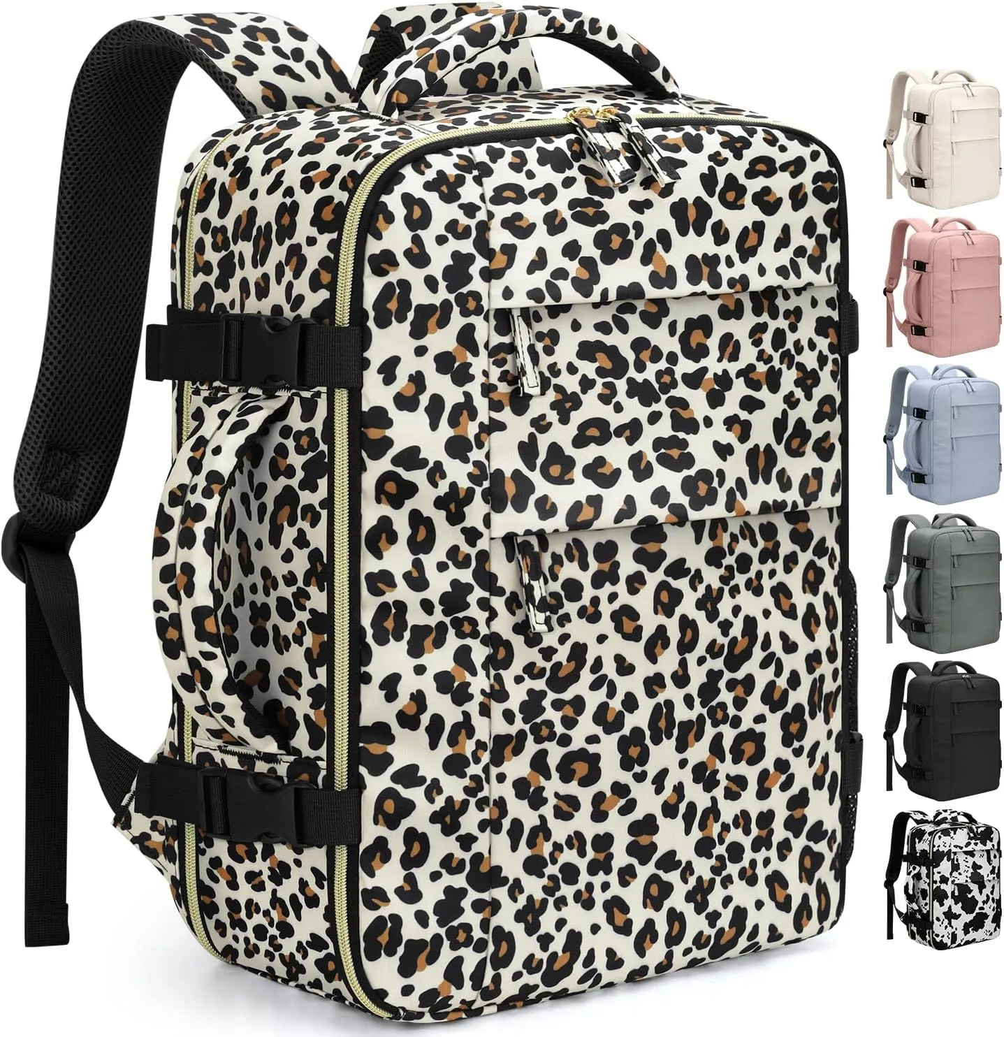 Travel Backpack for Women Man, Waterproof Personal Item Travel Bag Airline Approved Laptop Backpack Weekender bags Bookbag for Business,Travel, Work Fits 15.6 inch Laptop(Medium,Leopard)