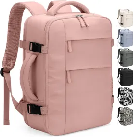 Travel Backpack for Women Man, Waterproof Travel Bag Airline Approved Laptop Backpack Carry on Weekender Overnight Bag Bookbag for Business,Travel, Work Fits 17.3 inch Laptop(Large,Pink)