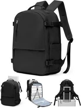 Travel Backpack for Women Men, Carry on Backpack Flight Approved Item Bag,Casual Daypacks Cabin Bagage,Hiking Backpack Lightweight Rucksack, Business Laptop Backpack with USB Charger Black Large