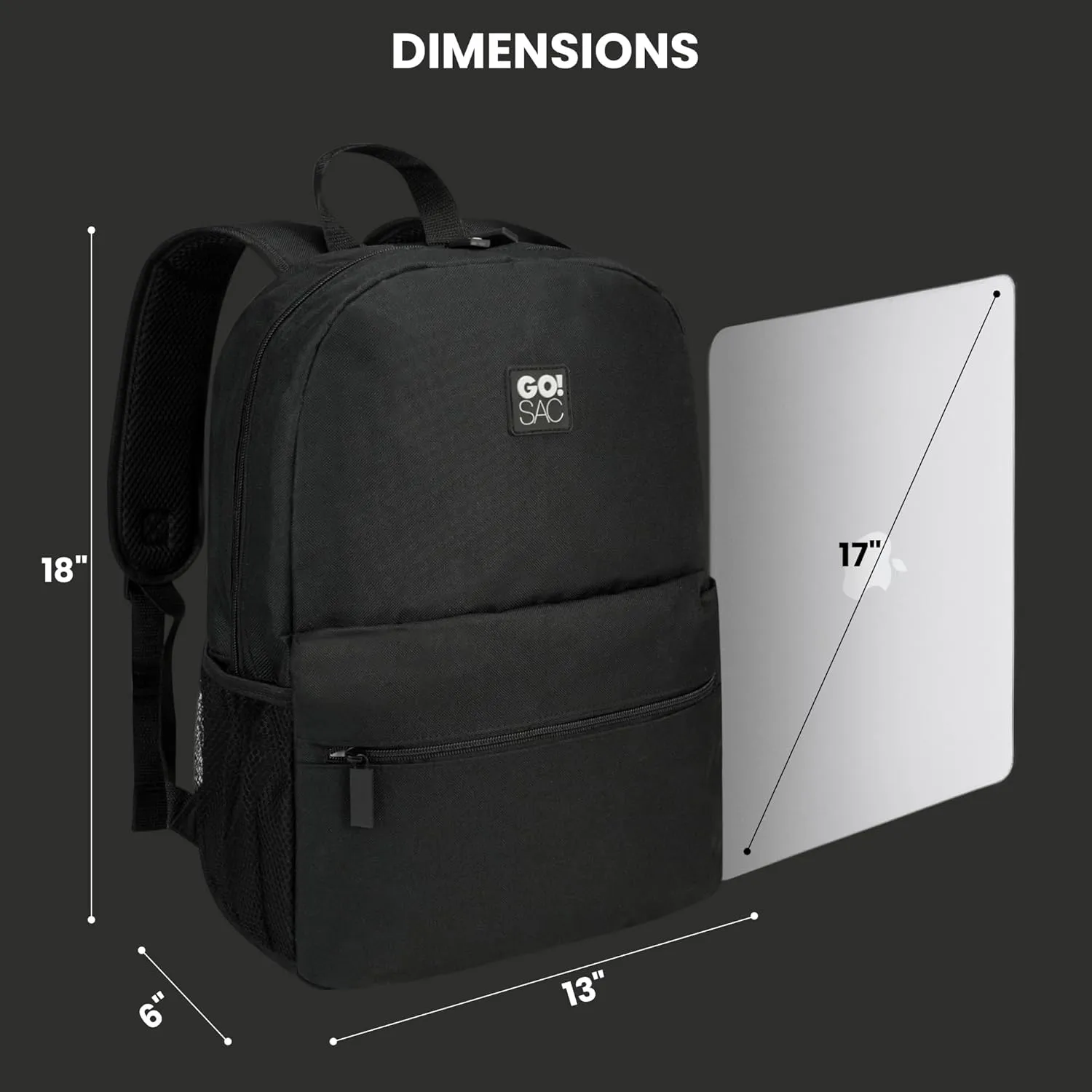 Travel Backpack Spacious for Books and Laptops Comfortable Adjustable Straps Zip-around Closure Bottle Pockets 17Inch