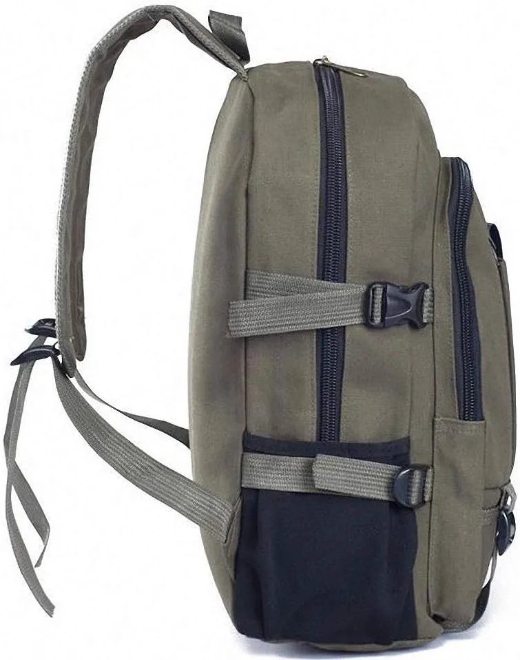 Travel Travel Bucket Backpack Men Canvas Bags College Student School Army Green