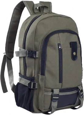 Travel Travel Bucket Backpack Men Canvas Bags College Student School Army Green