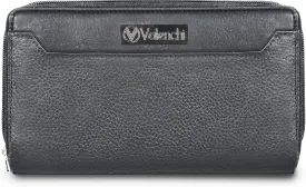 VALENCHI Leather Wallet For Women RFID Blocking Slim Minimalist Ladies Long Clutch Purse Organizer Credit Card Holder Slots with Zipper Pocket (Black Nappa Soft)