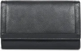 VALENCHI Leather Wallet For Women RFID Blocking Slim Minimalist Ladies Long Clutch Purse Organizer Credit Card Holder Slots with Zipper Pocket (Black Soft Nappa)