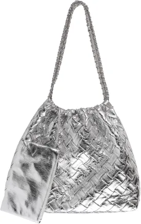 Vegan Leather Hobo Bag,Shoulder Bag for Women,Large Tote Bag With Chain Strap,Woven Soft Leather Handbag With Purse