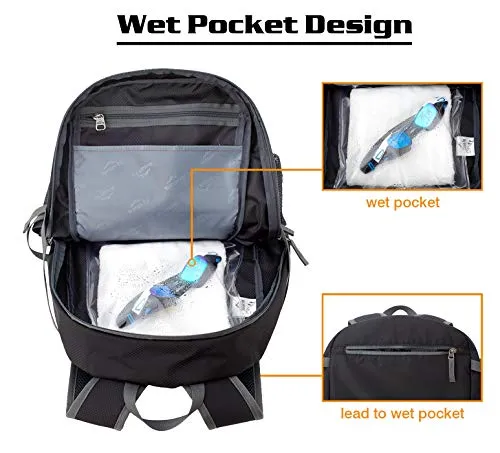 Venture Pal 40L Lightweight Packable Travel Hiking Backpack Daypack-Black
