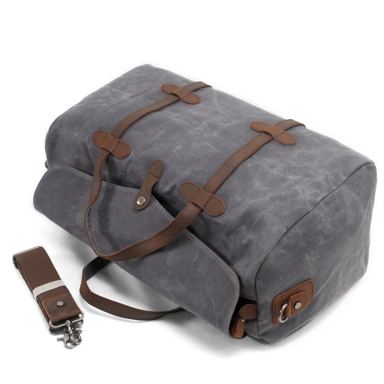 Waxed Canvas Duffle Bag Waterproof for Travel-Grey