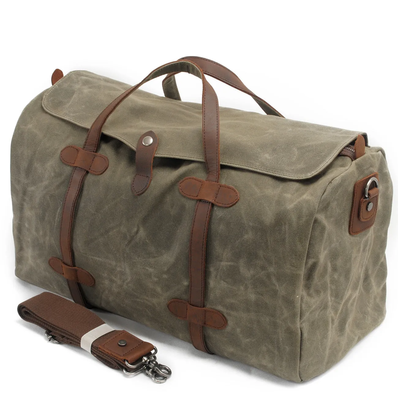 Waxed Canvas Duffle Bag Waterproof for Travel-Grey