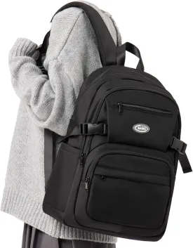 weradar Black College Backpack For Women Men,Simple Middle School Bag,Casual Daypacks Backpack With Lots Of Pockets,Cute School Backpack For Teens Boys Girls