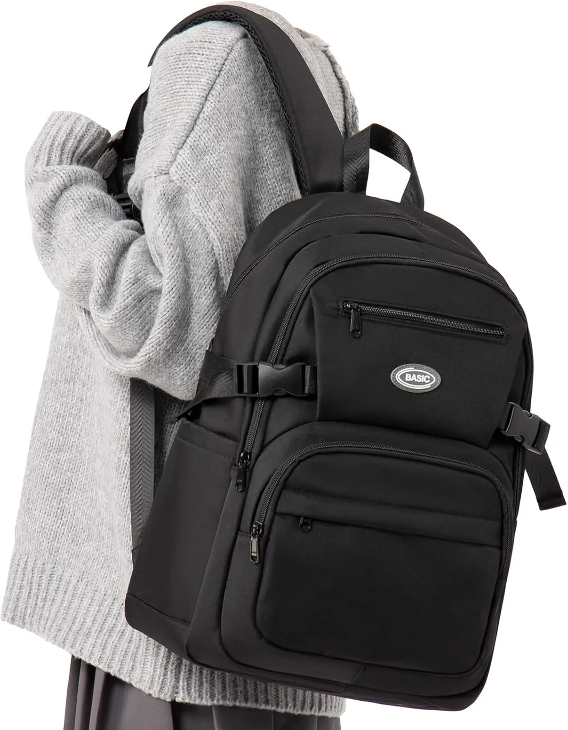 weradar Black College Backpack For Women Men,Simple Middle School Bag,Casual Daypacks Backpack With Lots Of Pockets,Cute School Backpack For Teens Boys Girls