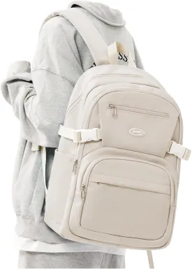 weradar Cute School Backpack For Teens Boys Girls,Simple Middle School Bag,Casual Daypacks Backpack With Lots Of Pockets,Aesthetic College Backpack For Women Men(Beige)