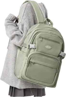 weradar Cute School Backpack For Teens Boys Girls,Simple Middle School Bag,Casual Daypacks Backpack With Lots Of Pockets,Aesthetic College Backpack For Women Men(Green)