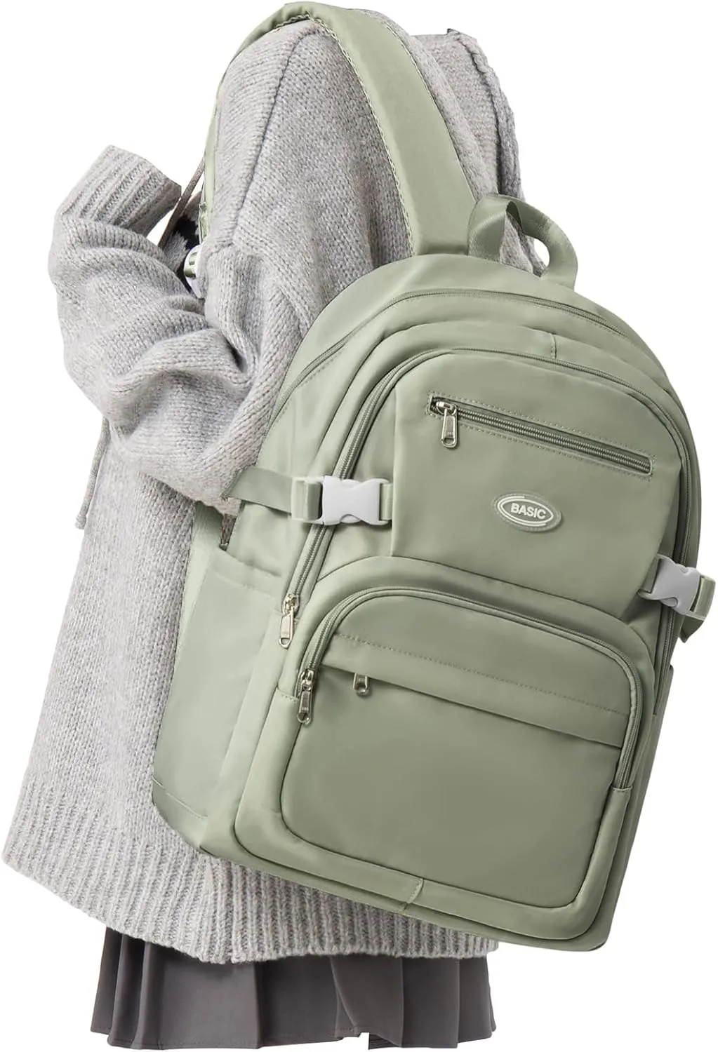 weradar Cute School Backpack For Teens Boys Girls,Simple Middle School Bag,Casual Daypacks Backpack With Lots Of Pockets,Aesthetic College Backpack For Women Men(Green)