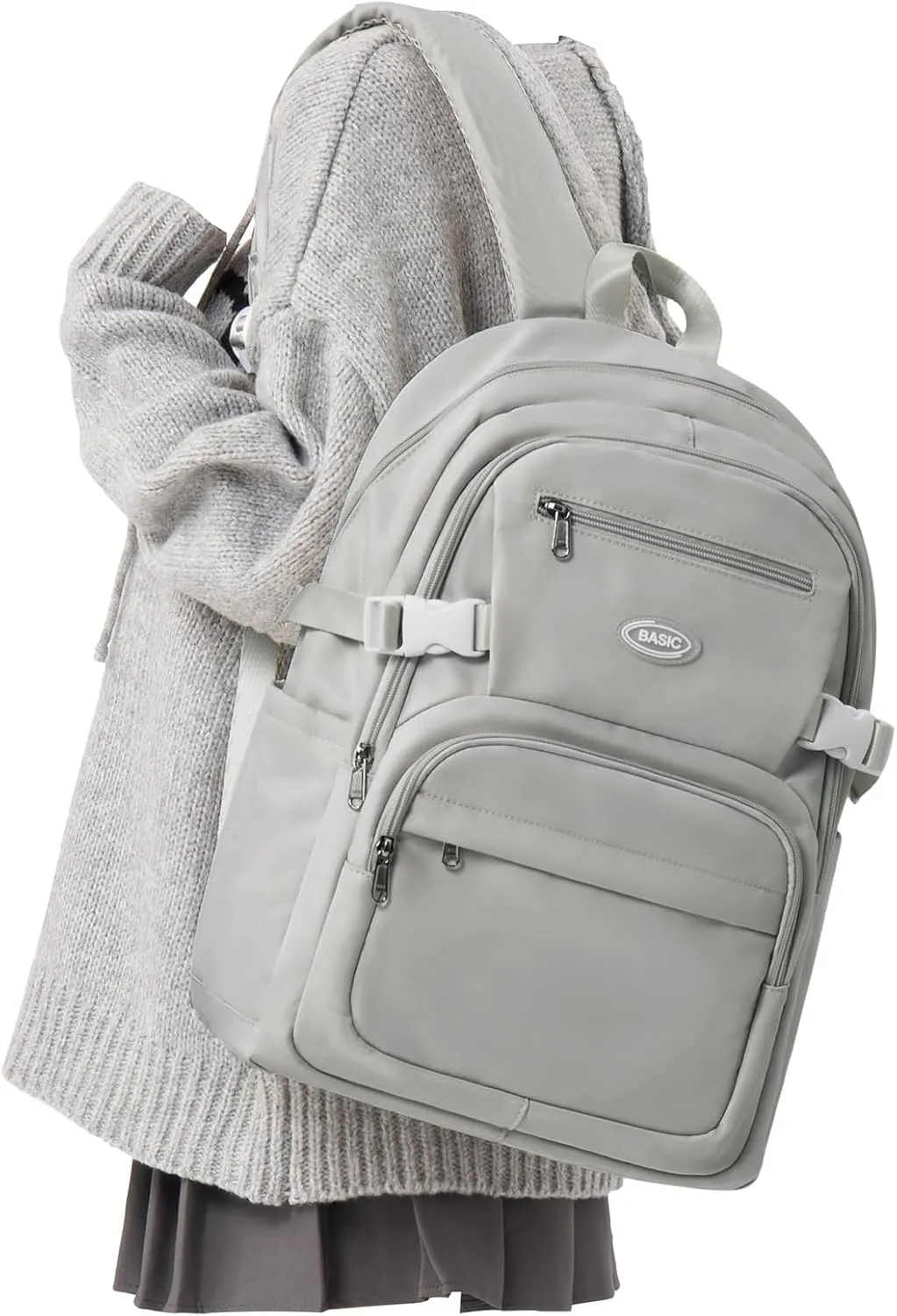 weradar Cute School Backpack For Teens Boys Girls,Simple Middle School Bag,Casual Daypacks Backpack With Lots Of Pockets,Aesthetic College Backpack For Women Men(Grey)