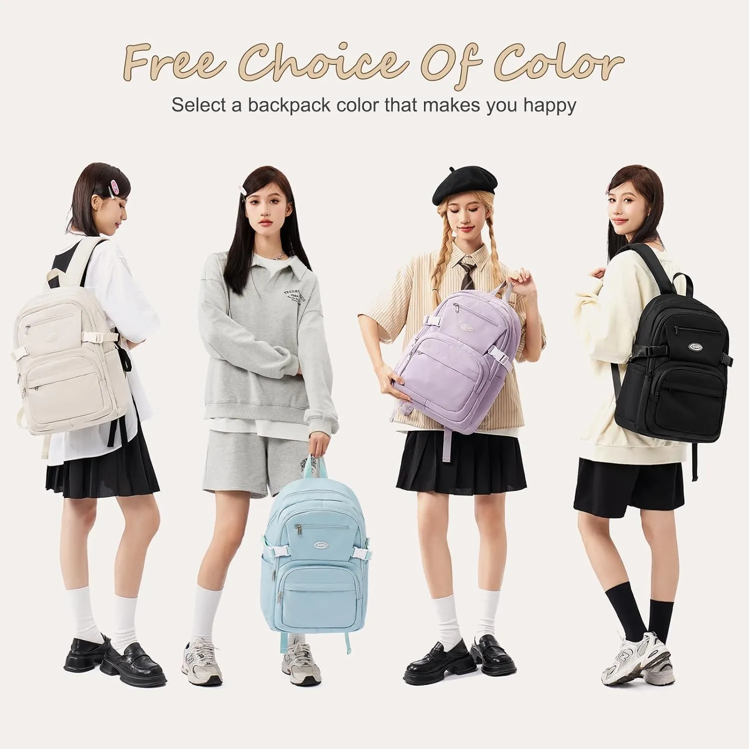 weradar Cute School Backpack For Teens Boys Girls,Simple Middle School Bag,Casual Daypacks Backpack With Lots Of Pockets,Aesthetic College Backpack For Women Men(Grey)