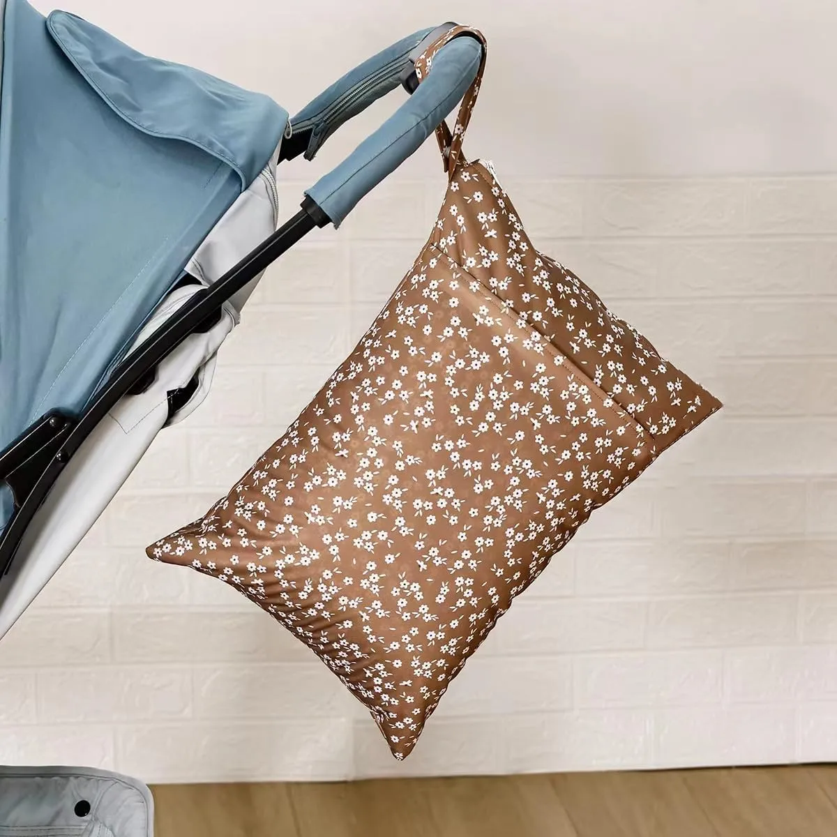 Wet Dry Bags with Two Zippered Pockets and Handle, Reusable Storage Bag for Breast Pump Parts & Baby Items, Waterproof Diaper Bags, Yoga Gym Bag for Swimsuits or Wet Clothes-2pcs, 11.8*15.75"
