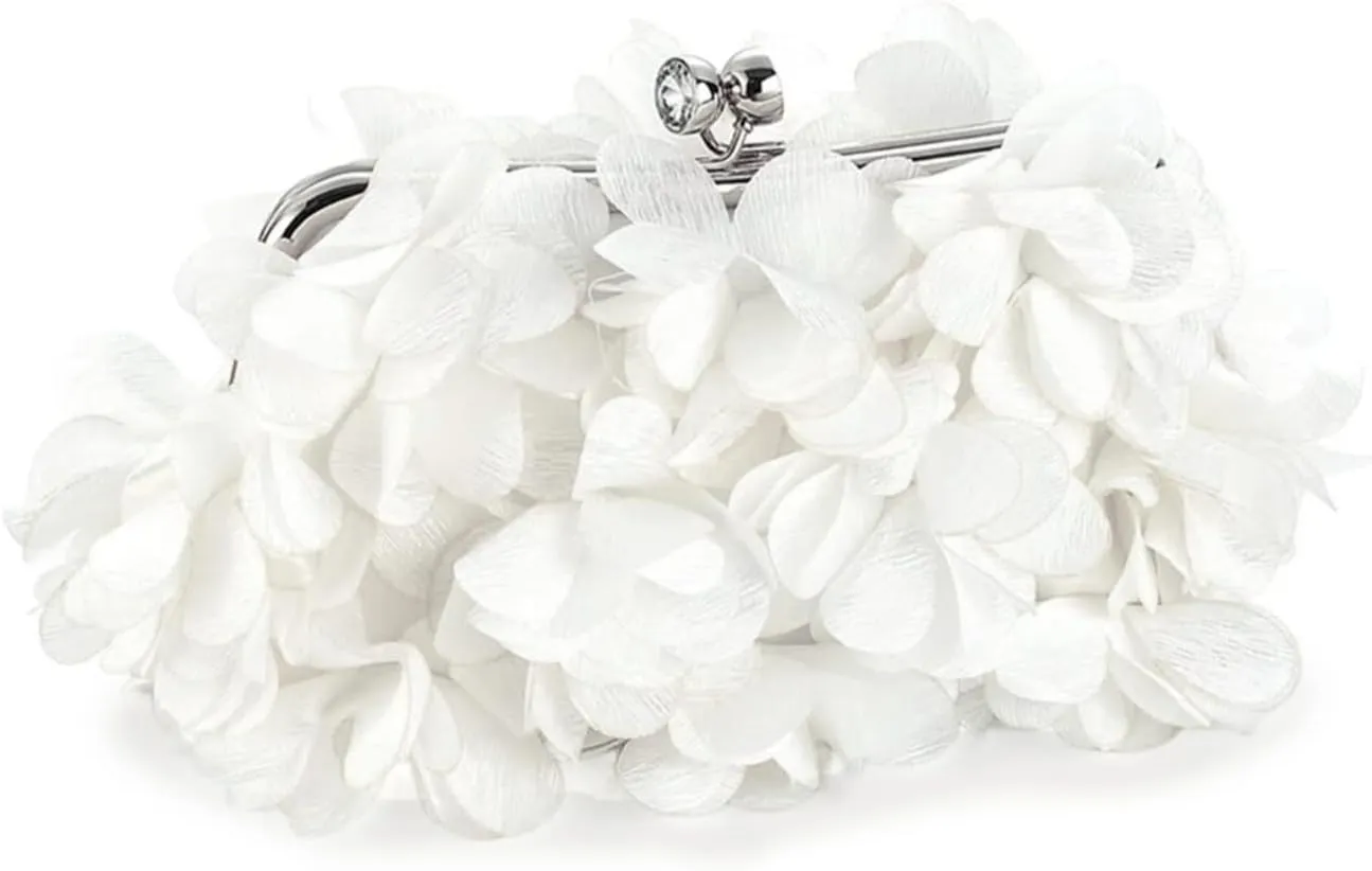 Women Elegant Evening Purse, Small Floral Clutch Bag with Detachable Chain for Wedding, Party, Prom