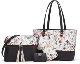Women Fashion Handbags Wallet Tote Bag Shoulder Bag Top Handle Satchel Purse Set 4pcs