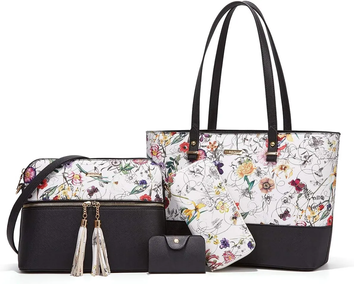 Women Fashion Handbags Wallet Tote Bag Shoulder Bag Top Handle Satchel Purse Set 4pcs
