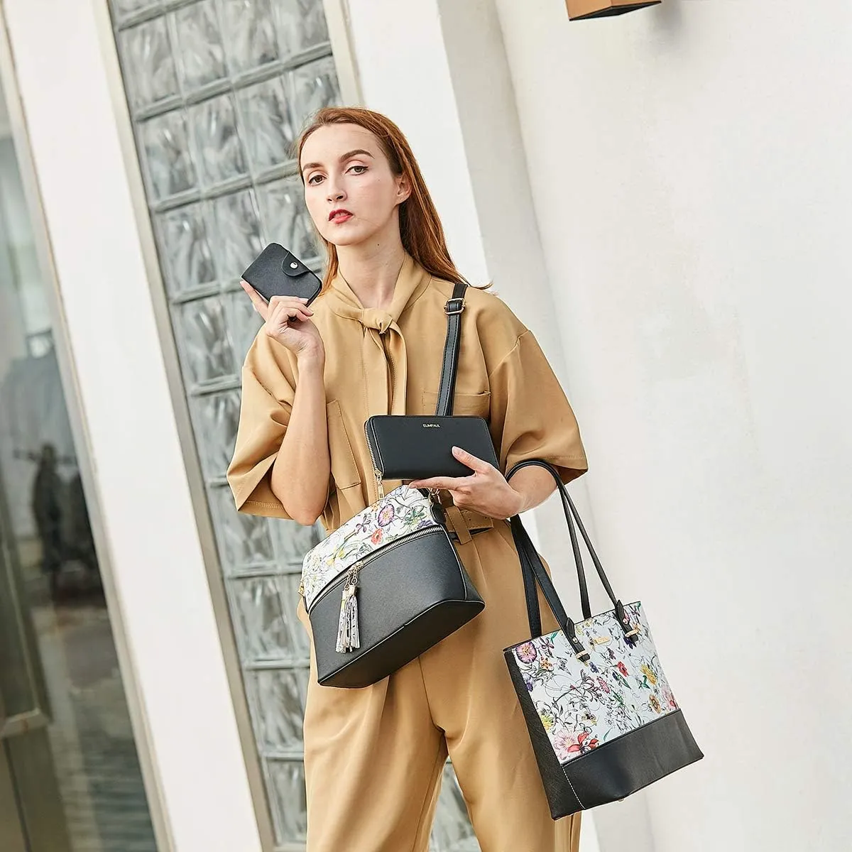 Women Fashion Handbags Wallet Tote Bag Shoulder Bag Top Handle Satchel Purse Set 4pcs