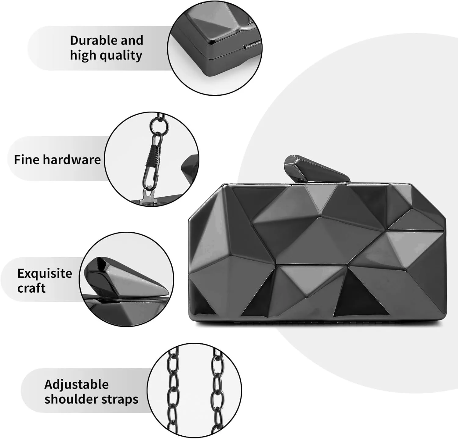 Women Lattice Pattern Metal Evening Clutch Bag,Geometric Evening Clutch Purse Handbag With Chain Strap