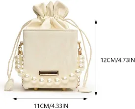 Women PU Chic Crossbody Bag Large Capacity Designer Bucket Bag Chain Strap Aesthetic Sling Purse for Outdoor Travel