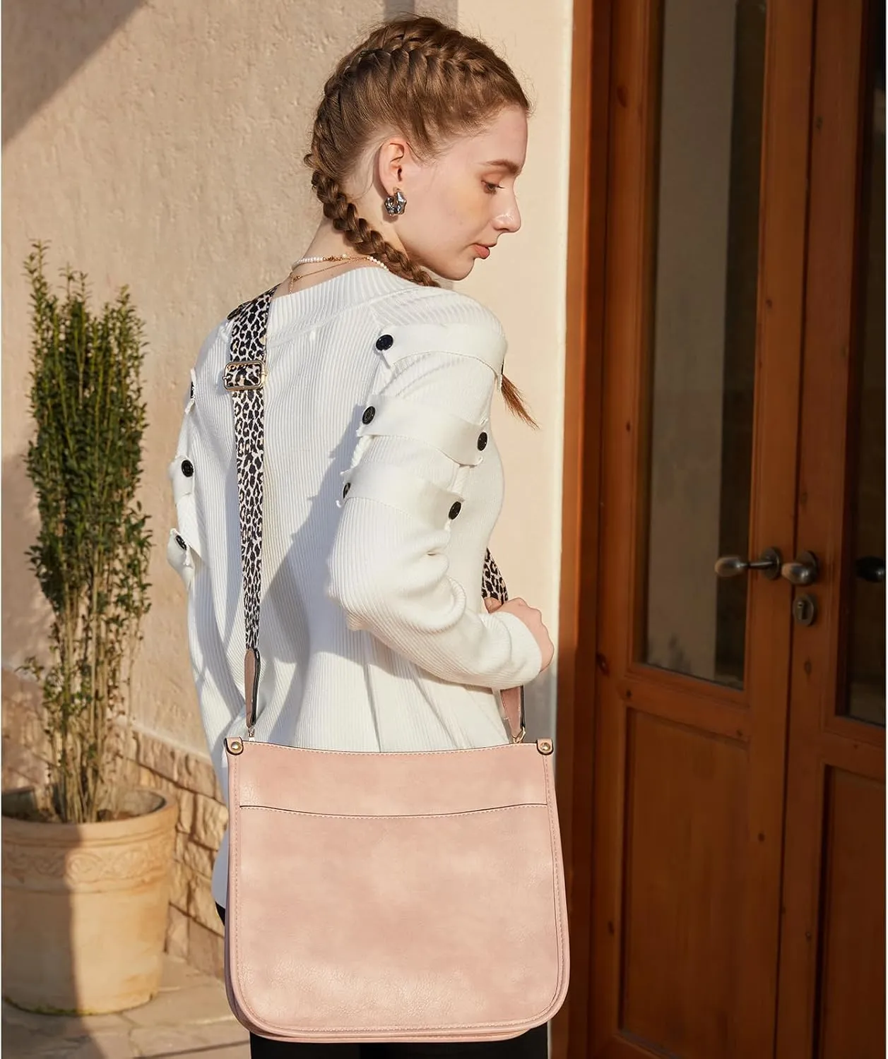 Women Shoulder Crossbody Bag, Vegan Leather Designer Hobo Handbags Purse with 2 Guitar Straps Bucket Satchel Tote Bag