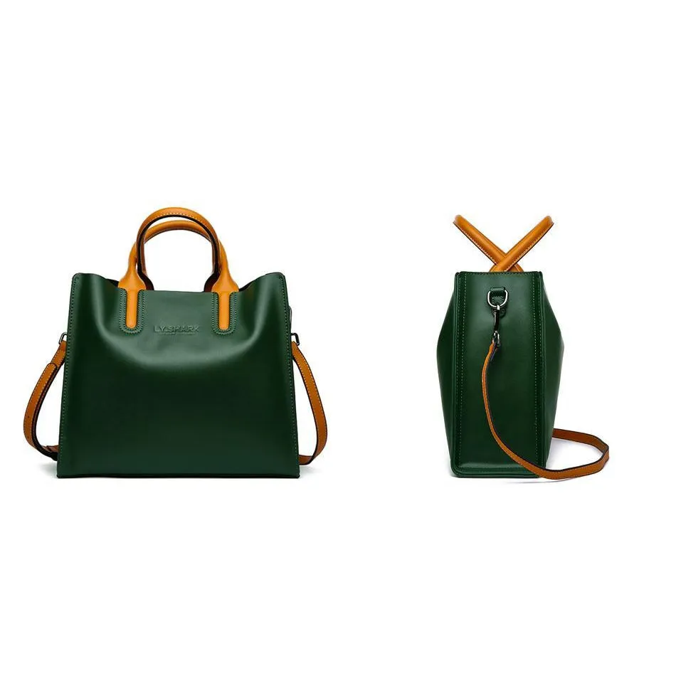 Women Tote Crossbody Messenger Faux-Leather Bag