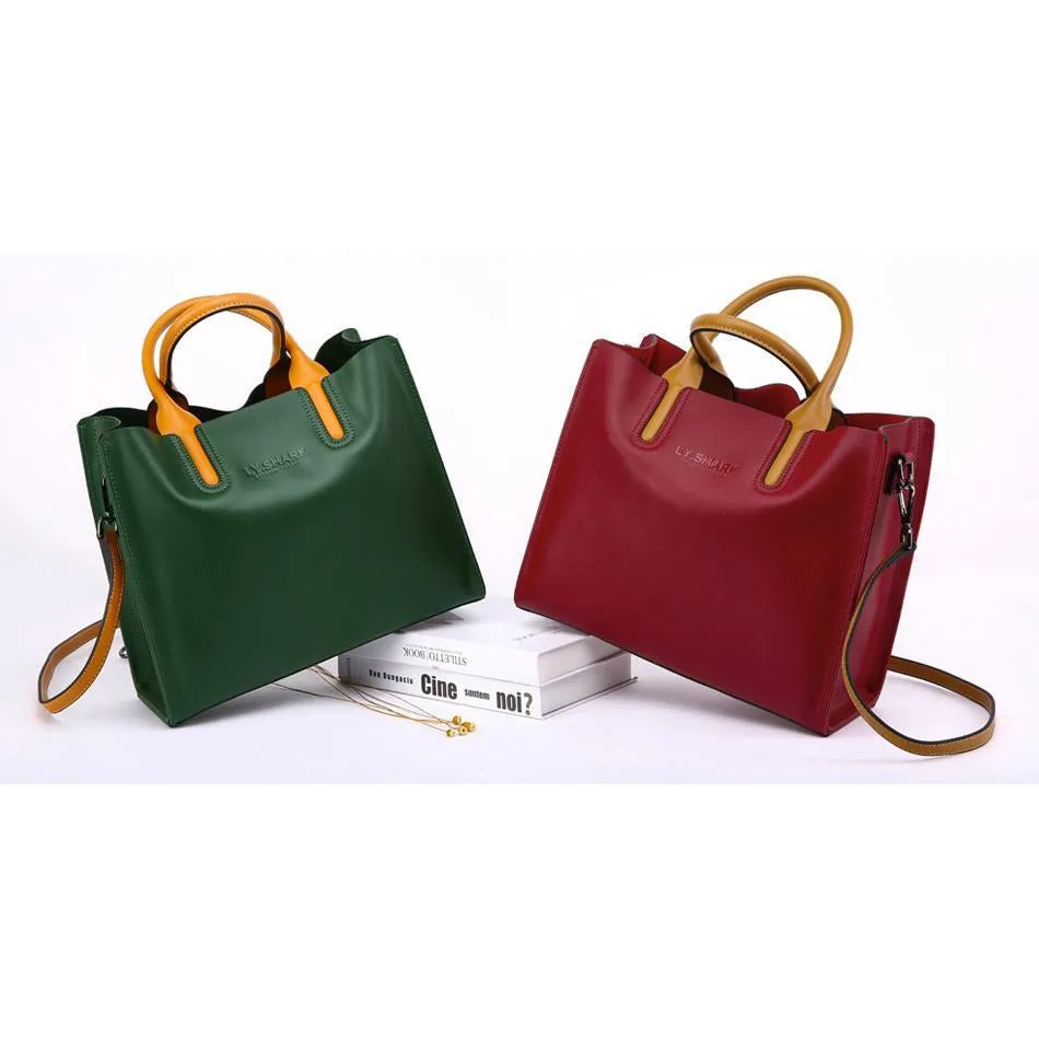 Women Tote Crossbody Messenger Faux-Leather Bag