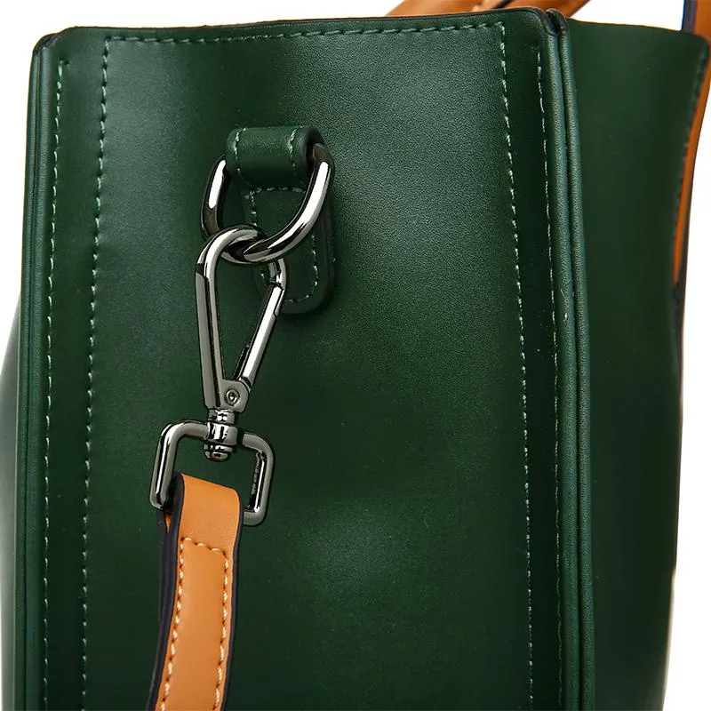 Women Tote Crossbody Messenger Faux-Leather Bag