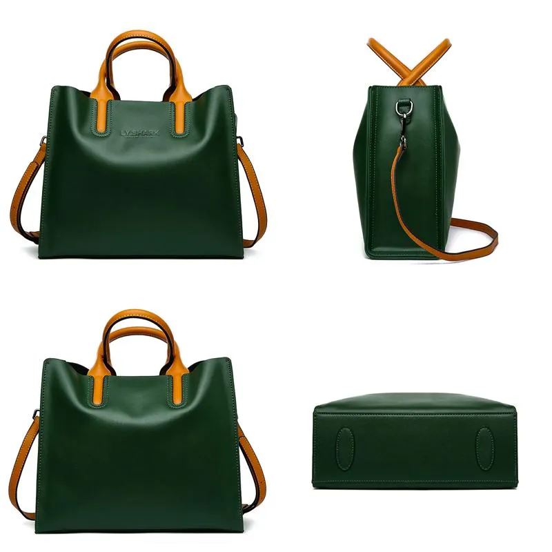 Women Tote Crossbody Messenger Faux-Leather Bag