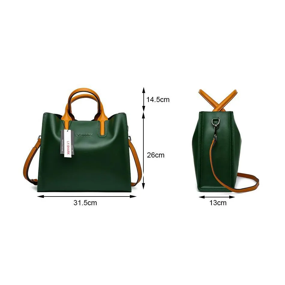 Women Tote Crossbody Messenger Faux-Leather Bag