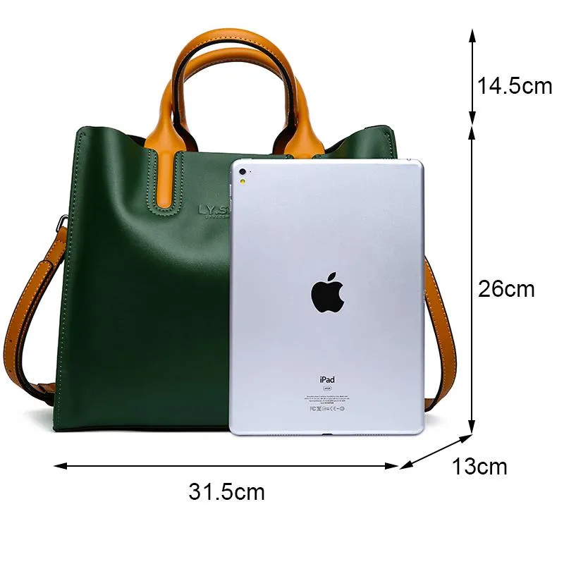 Women Tote Crossbody Messenger Faux-Leather Bag