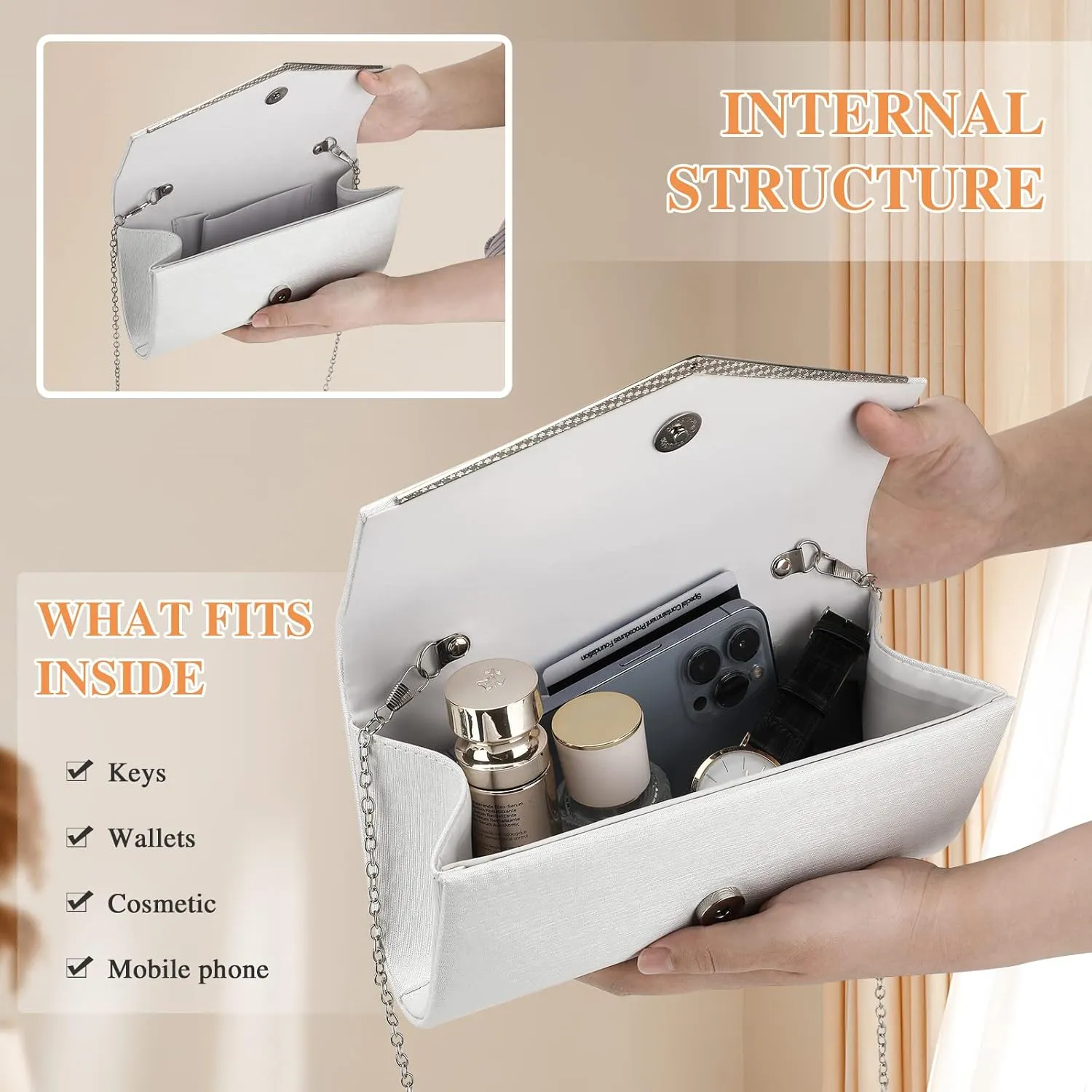Womens Evening Clutch Bag Elegant Cocktail Bridal Handbag Wedding Party Purse