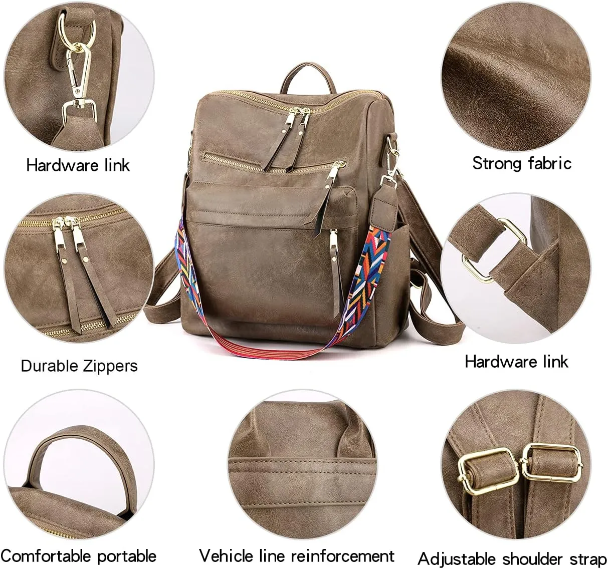 Women's Fashion Backpack Purse Multipurpose Design Convertible Satchel Handbags Shoulder Bag Travel bag