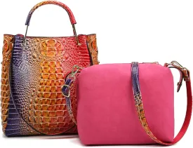 Women's Top Handle Handbags Floral Embossed Tote Bag Vintage Vegan Leather Trendy Bucket Shoulder Satchel Purses