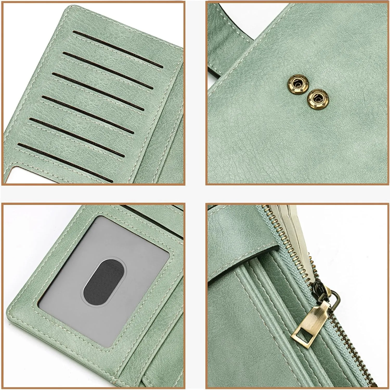 Womens Wallet RFID Blocking Large Capacity Credit Card Holder Long Purses for Women with Wristlet Pocket ID Window