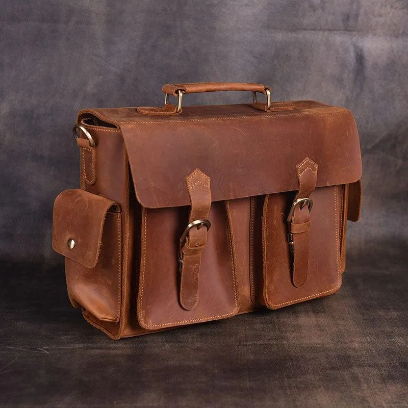 Woosir Mens Attache Case Leather 14" 15.6"